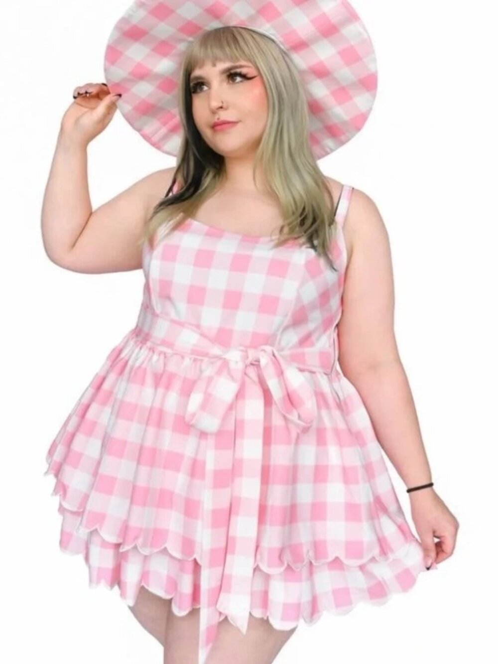 My Violet Barbie Best Day Ever Dress & Shorts Set in Pink Gingham Size Large NWT